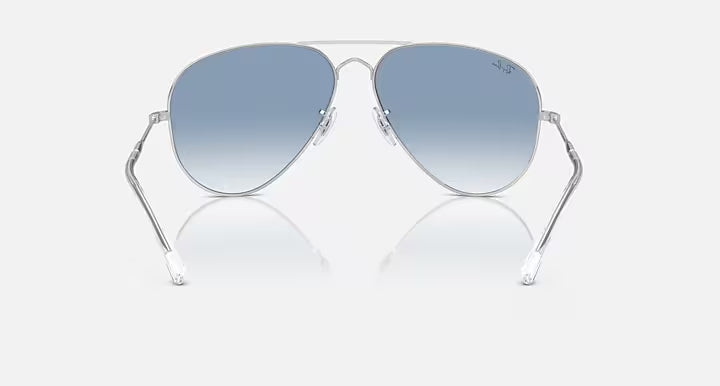 RAY-BAN OLD AVIATOR Silver & Clear & Blue Pilot Sunglasses For Unisex XXL