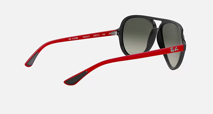 RAY-BAN RB4125M SCUDERIA FERRARI COLLECTION Black & Grey Gradient Pilot Sunglasses For Unisex M