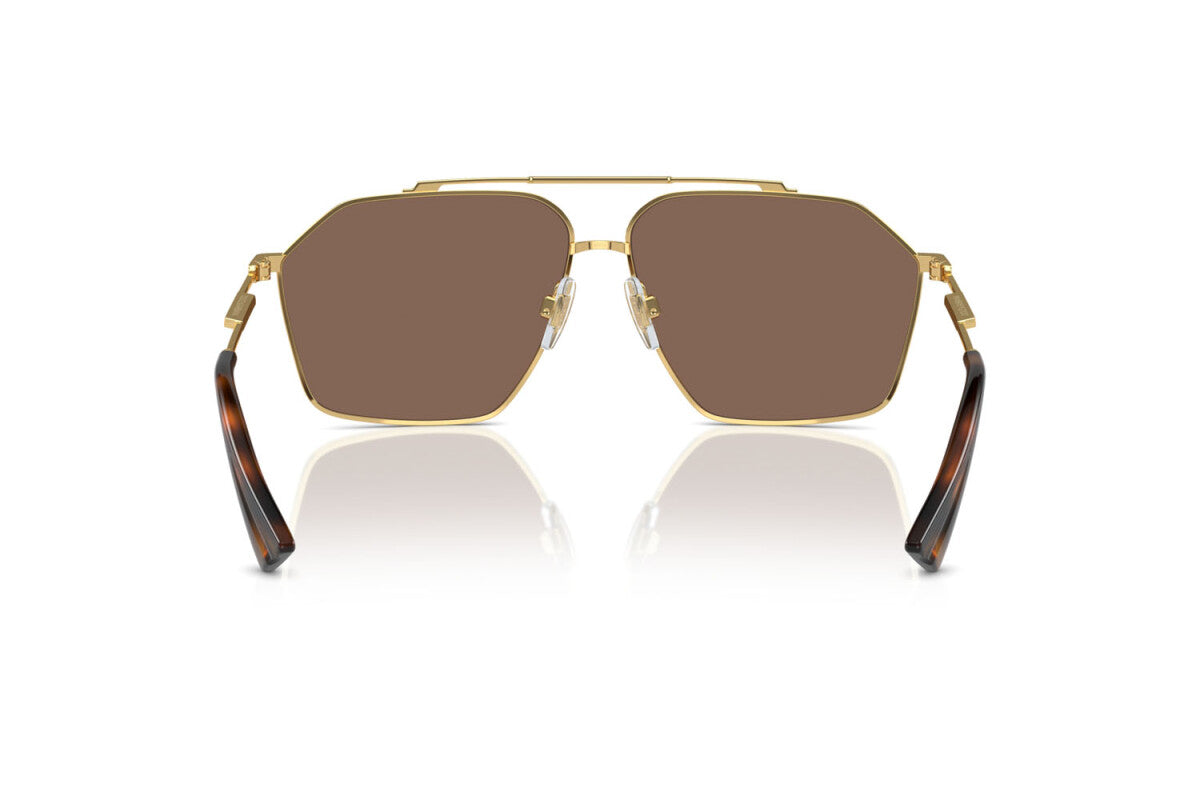 DOLCE & GABBANA DG2303 Gold & Dark Brown Pilot Sunglasses For Men XL