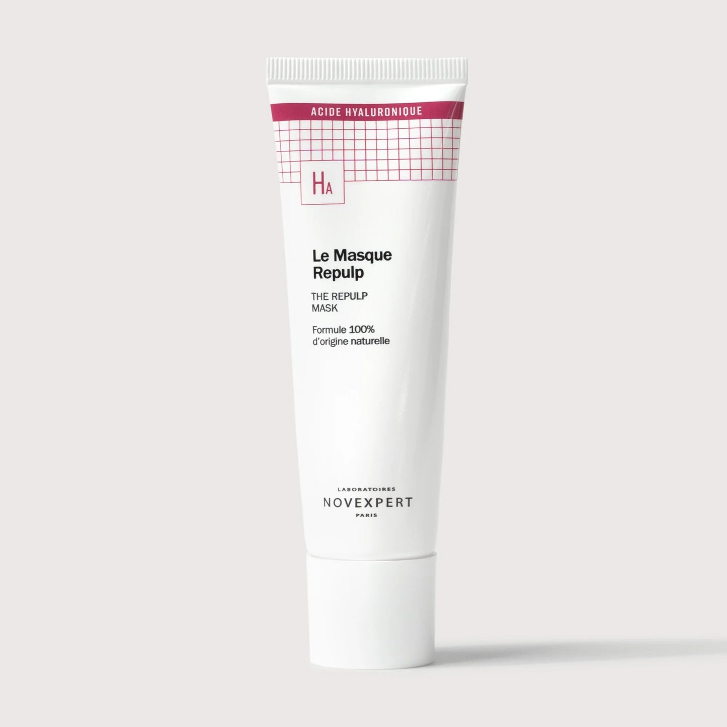 Skincare mask tube labeled 'Le Masque Repulp' on a white background