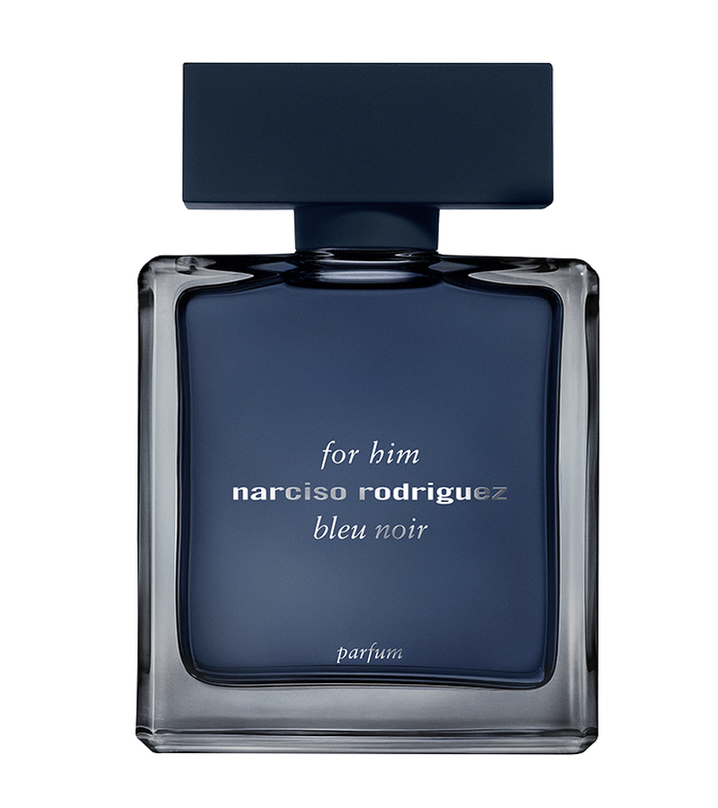 Narciso Rodriguez bleu noir parfum bottle on a white background