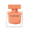 Narciso perfume bottle with a peach-colored cap and body on a white background