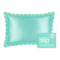 QUEEN PILLOWCASE SCALLLOPED EDGED - TURQUOISE