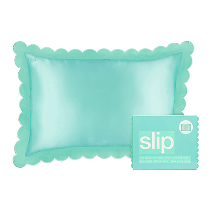 QUEEN PILLOWCASE SCALLLOPED EDGED - TURQUOISE