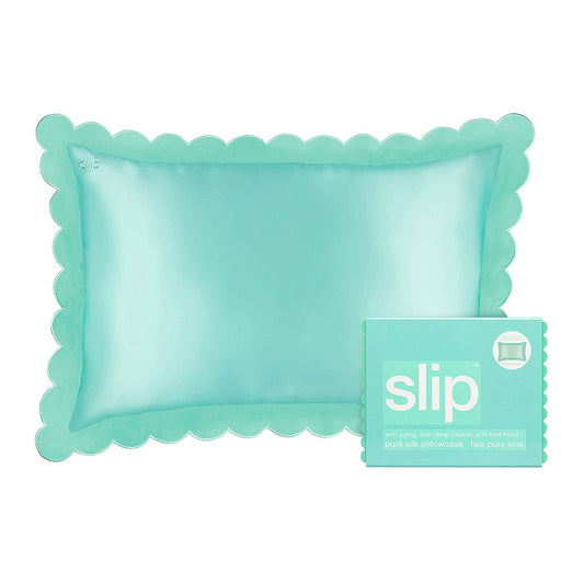 QUEEN PILLOWCASE SCALLLOPED EDGED - TURQUOISE