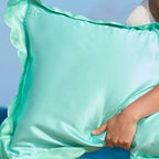 QUEEN PILLOWCASE SCALLLOPED EDGED - TURQUOISE