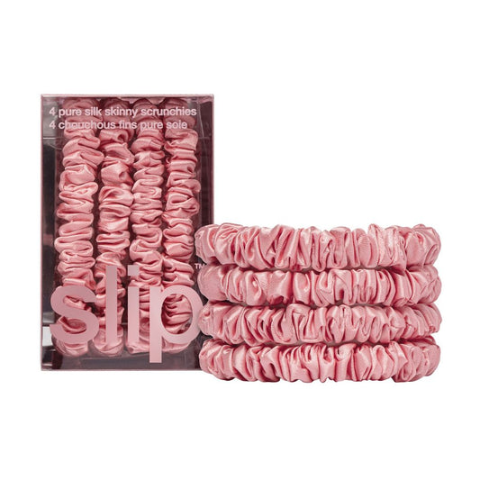 PURE SILK SKINNY SCRUNCHIES - SET OF 4