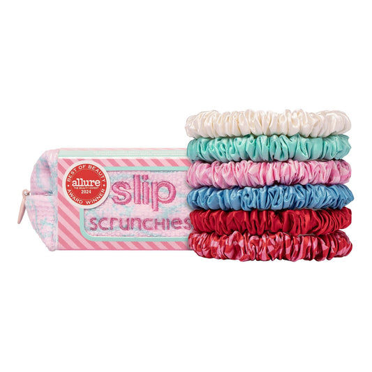 SKINNY SCRUNCHIES - SET OF 6  WITH POUCH HIGH TIDE