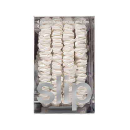 PURE SILK SKINNY SCRUNCHIES - SET OF 4